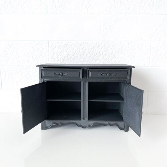 Barbie Miniature Dollhouse Black French Cabinet Sideboard 1:6 Scale 3D Printed - Picture 4 of 5